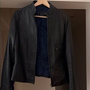 Tahari Classic Black Leather Jacket